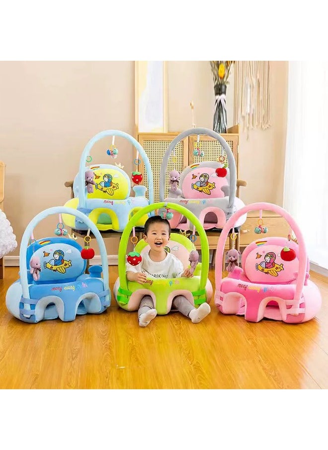 Vinnatsu Baby sofa, baby learning seat with toy rack, cartoon plush learning seat, baby feeding safety seat, newborn sofa sitting learning seat, PP cotton filling, baby anti-fall soothing toys, early education seat (pink)  - Image 3