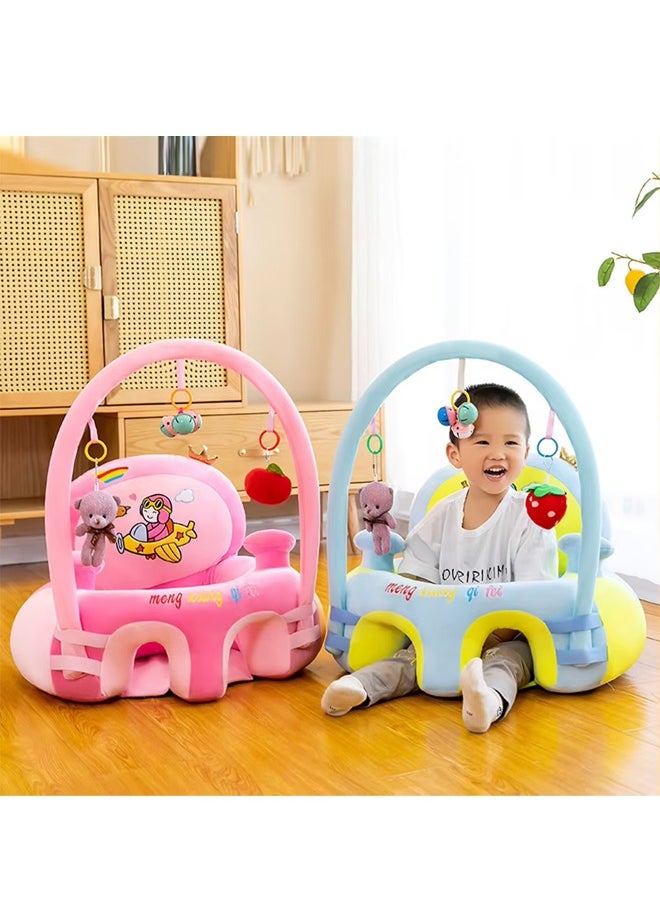 Vinnatsu Baby sofa, baby learning seat with toy rack, cartoon plush learning seat, baby feeding safety seat, newborn sofa sitting learning seat, PP cotton filling, baby anti-fall soothing toys, early education seat (pink)  - Image 5