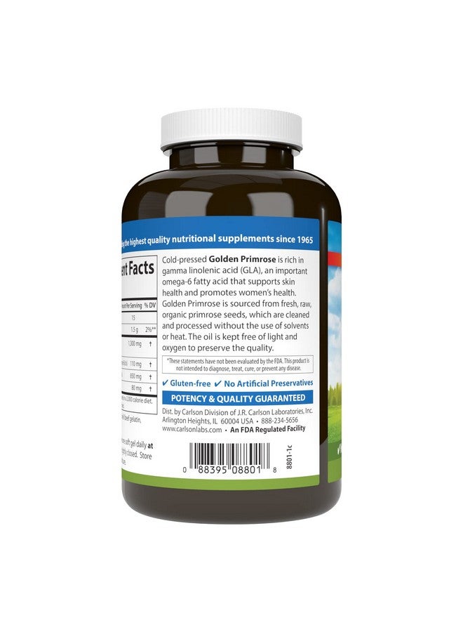Carlson Golden Primrose 1300 Mg Evening Primrose Oil Coldpressed Healthy Skin Women Health & Optimal Wellness 90 Softgels - Image 4