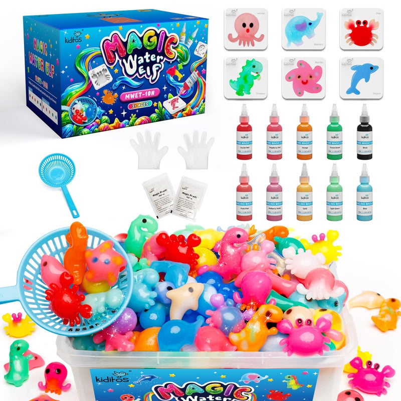 Kiditos Magic Water Elf Toy Kit for Kids Make Your Own Magic Water Pets DIY Sensory Craft Kit with 10 Magic Gels 6 Molds STEM Science Activity Party Favors Birthday Gifts for Kids Ages 3 - Image 2