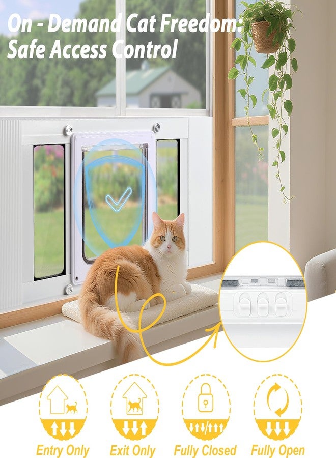 Petoasis Cat Door for Window, 3Min No-Damage Quick Install, Fits 24"-28" Width Windows,No Drilling Required Cat Window Door Insert, Aluminum Frame Pet Door for Window, 4 Lock Modes to Control Pet Access - Image 4