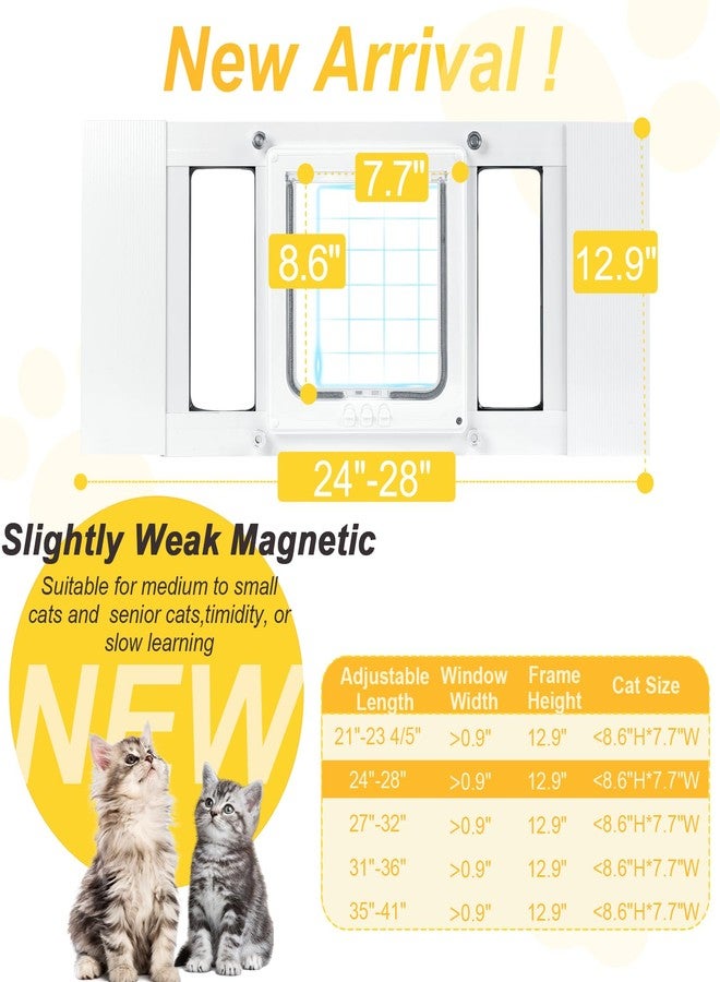 Petoasis Cat Door for Window, 3Min No-Damage Quick Install, Fits 24"-28" Width Windows,No Drilling Required Cat Window Door Insert, Aluminum Frame Pet Door for Window, 4 Lock Modes to Control Pet Access - Image 2