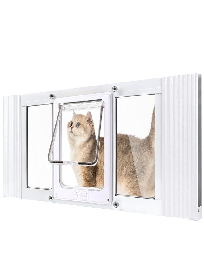 Petoasis Cat Door for Window, 3Min No-Damage Quick Install, Fits 24"-28" Width Windows,No Drilling Required Cat Window Door Insert, Aluminum Frame Pet Door for Window, 4 Lock Modes to Control Pet Access - Image 1