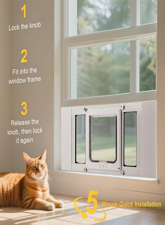 Petoasis Cat Door for Window, 3Min No-Damage Quick Install, Fits 24"-28" Width Windows,No Drilling Required Cat Window Door Insert, Aluminum Frame Pet Door for Window, 4 Lock Modes to Control Pet Access - Image 5