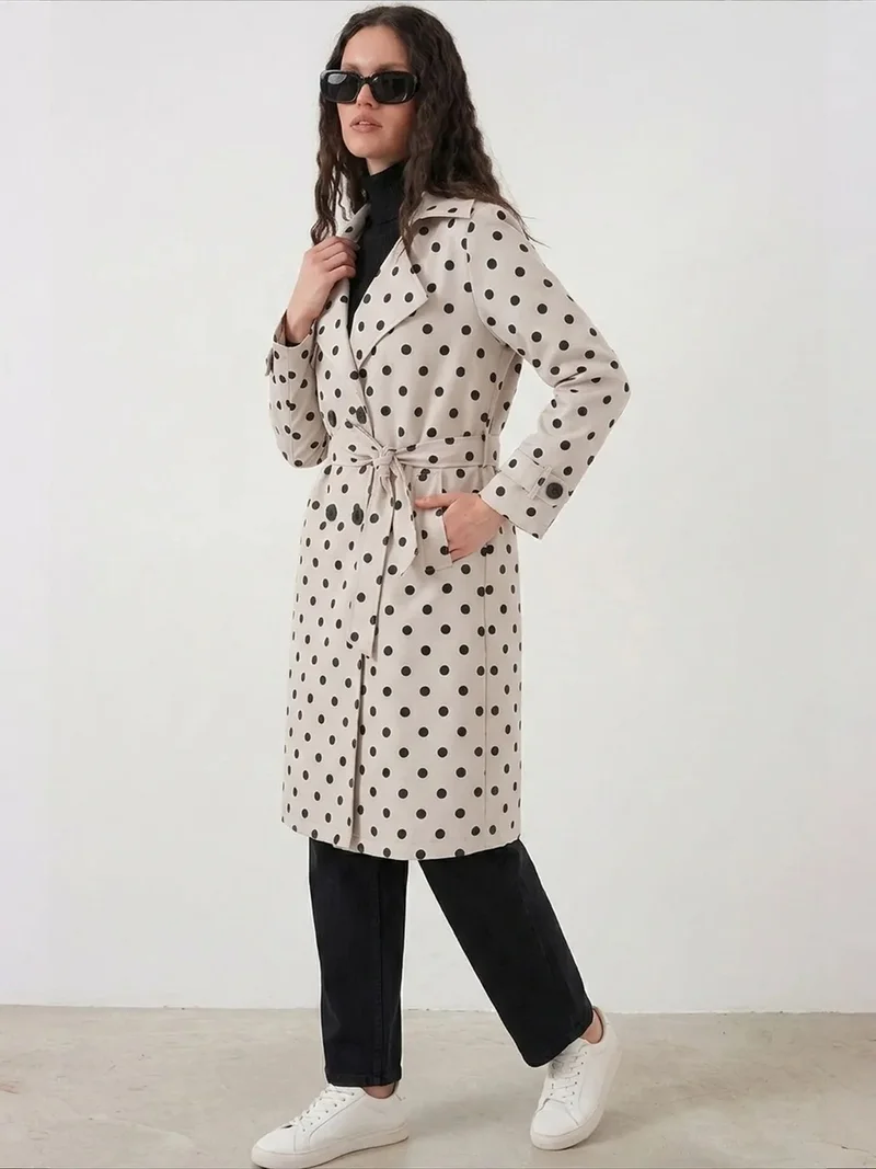 Big Dart Beige Natural BDART Belted Long-Sleeve Trench Coat for Women | Best Price UAE