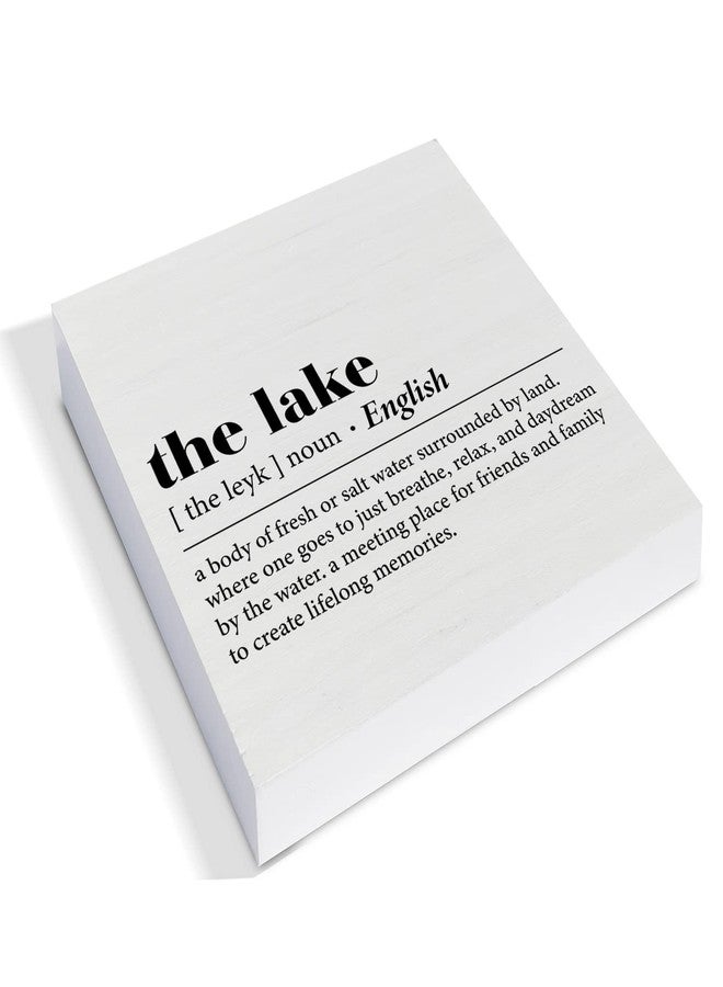 YIDOU Country The Lake Definition Wood Box Sign, 5" x 5" Square Wooden Decorative Sign, Rustic Modern, Brown, Wall Mount, Home Decor, Office Gifts - Image 2