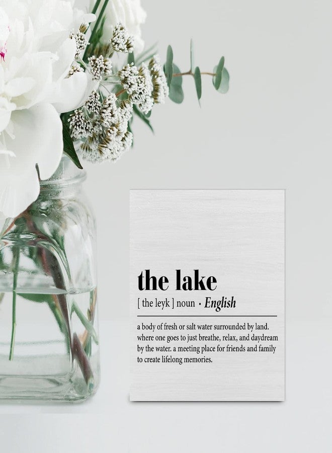 YIDOU Country The Lake Definition Wood Box Sign, 5" x 5" Square Wooden Decorative Sign, Rustic Modern, Brown, Wall Mount, Home Decor, Office Gifts - Image 5
