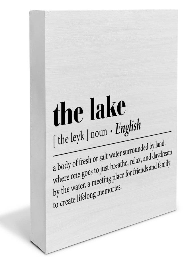 YIDOU Country The Lake Definition Wood Box Sign, 5" x 5" Square Wooden Decorative Sign, Rustic Modern, Brown, Wall Mount, Home Decor, Office Gifts - Image 1