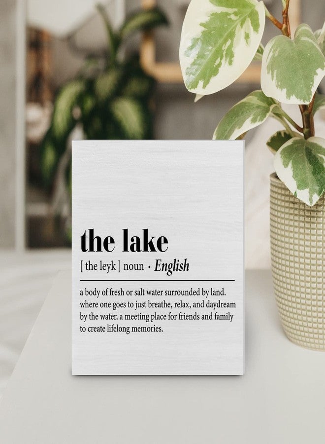 YIDOU Country The Lake Definition Wood Box Sign, 5" x 5" Square Wooden Decorative Sign, Rustic Modern, Brown, Wall Mount, Home Decor, Office Gifts - Image 4