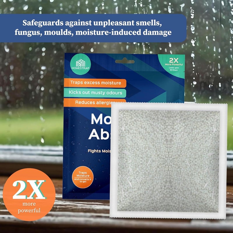 HomeStrap Moisture Absorber Sachet 100 Gram x 3 PCS Absorbs Moisture Transforms Into Gel Dehumidier For Bags Suitcases Drawers Fights Moisture Musty Smells Etc - Image 3