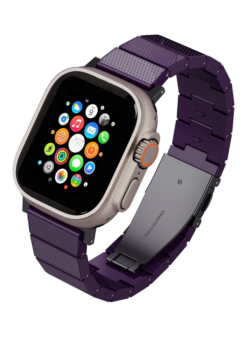 LEVELO Fusion Resin Strap For Apple Watch 49mm / Fiberglass Resin / Hypoallergenic Smart Watch Band - Purple - Image 1