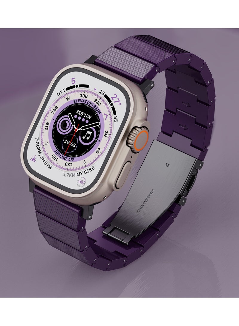 LEVELO Fusion Resin Strap For Apple Watch 49mm / Fiberglass Resin / Hypoallergenic Smart Watch Band - Purple - Image 3