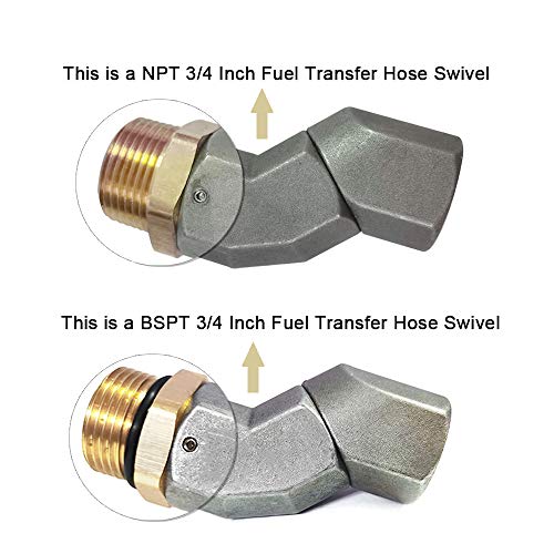 YIENAKFUN 2PCS 3/4 Inch NPT Fuel Hose Swivel 360 Rotating Connector for Fuel Nozzle Multi Plane Fuel Plane Swivel - Image 2