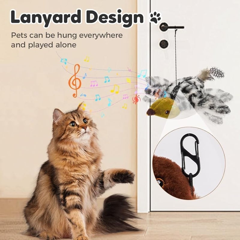 2026 Interactive Chirping Flying Bird Cat Toy With Flapping Wings Brown - Image 4