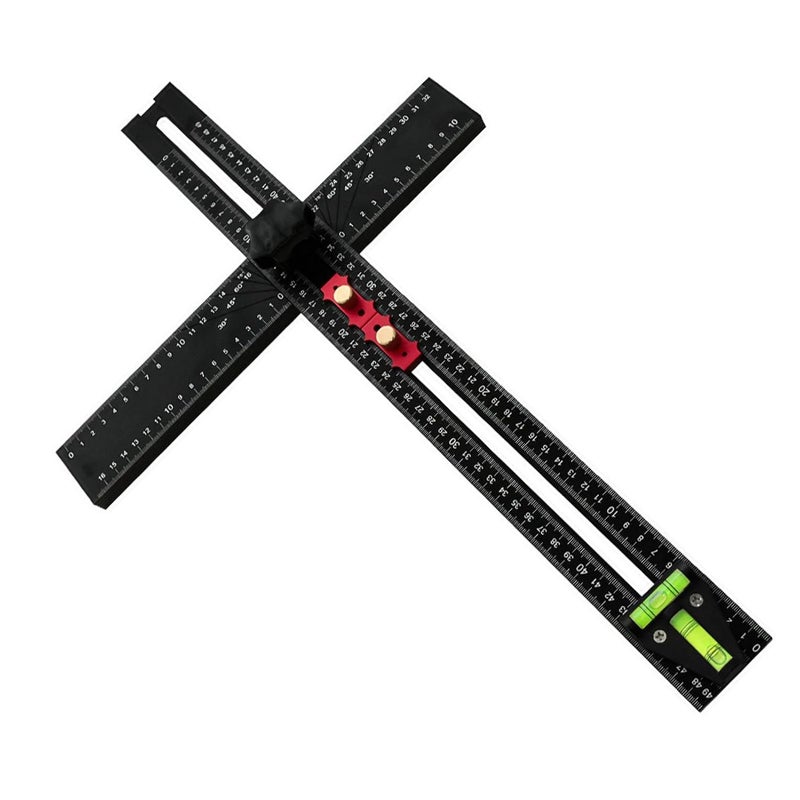 Aluminum Alloy Multi Angle Measuring Tool with Bubble Level 90 45 Degree Adjustable Ruler - Image 5