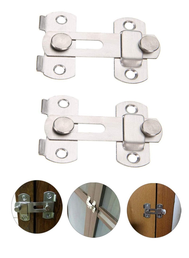 2PCS Stainless Steel Door Holder Flip Latch Safety Door Bolt Lock (4 inch) - Image 1