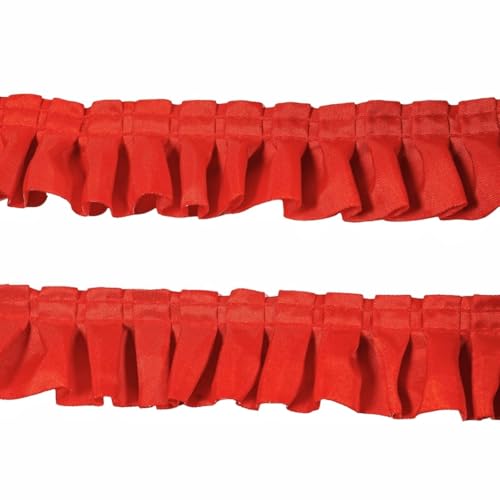 Kehuadiy 10 Yards Satin Ruffle Trim Fabric Trims, Pleated Trimming Chiffon Fabric Ribbons for Sewing Making Crafts Dress Curtain Wedding Costume Pillowcase Supply (Red) - Image 1