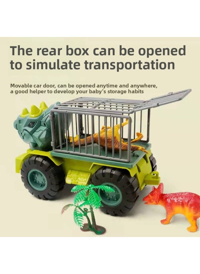 Sliding Dinosaur Transport Engineering Vehicle Toy Set Boy Puzzle Tyrannosaurus Rex Excavator Dumper Truck Large Drop Resistant-Color:Triceratops Dump Truck (random Color)  - Image 4