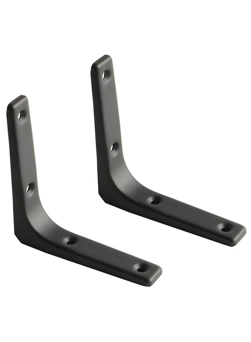 Y&D 2 PCS Iron Wall Shelf Bracket, 4 x Inch Heavy Duty Support Bracket Decorative Joint Angle Matte Black  - Image 1