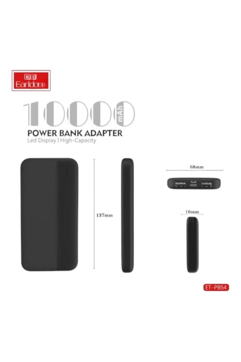 Earldom Power Bank Charging 10000mAh PB54 Fast with Dual USB Type-A, USB Type-C, Micro, LED Digital Display, Portable Travel Power Bank Charger, ( PB54) - Image 5