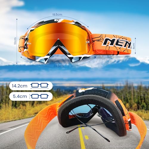NENKI Dirt Bike Goggles - Adult Motocross MX MTB Goggles with Anti Fog, UV Protection, Orange Lens for Men & Women - Image 5