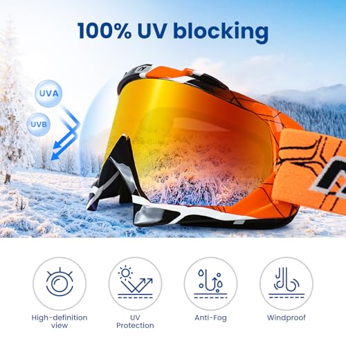 NENKI Dirt Bike Goggles - Adult Motocross MX MTB Goggles with Anti Fog, UV Protection, Orange Lens for Men & Women - Image 2