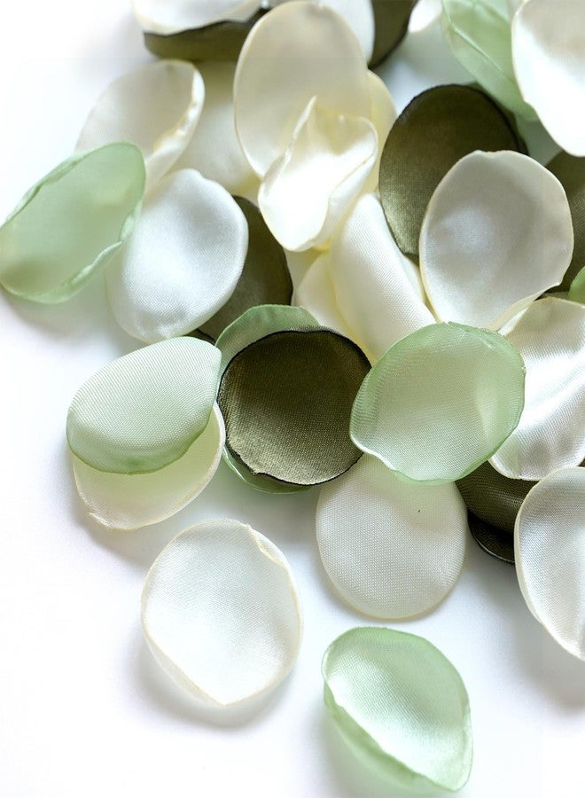 WEIERYUE 300PCS Silk Rose Petals,Beautiful Realistic Scatter Rose Petals Romantic Night Decoration,Wedding Party Decoration Artificial Flowers Petals(Olive Green/Light Green/Cream White) - Image 1