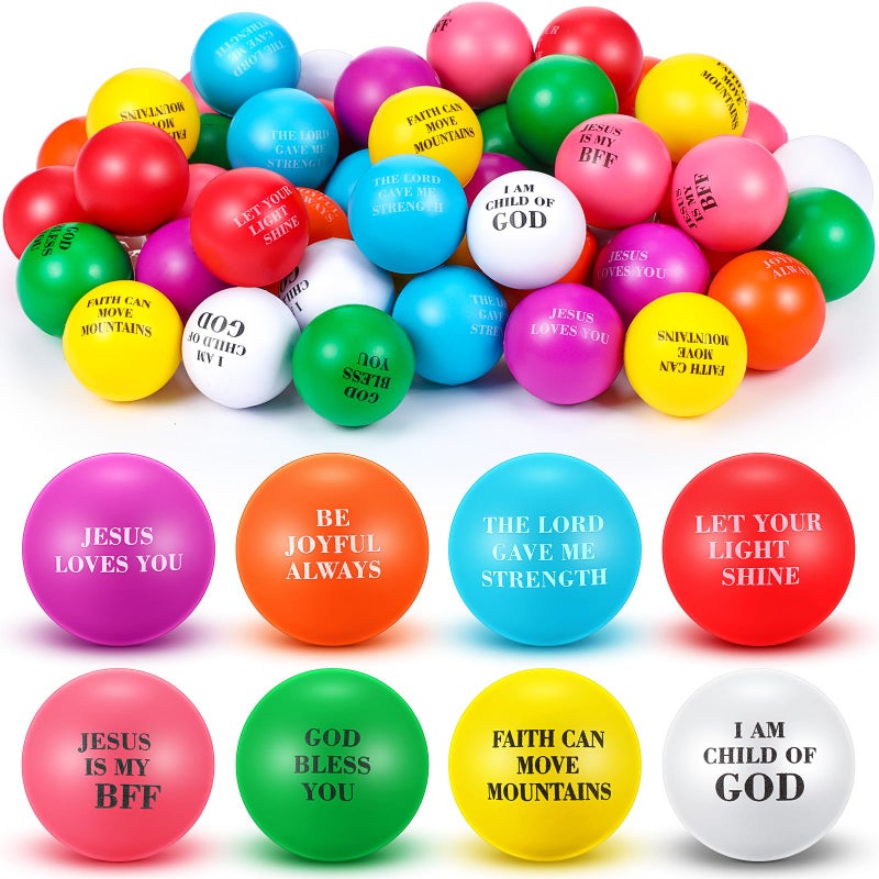 Silipull 96 Pcs Easter Christian Stress Balls Bulk for Kids Bible Verse Motivational Stress Balls Colorful Religious Fidget Relief Toys for Christian Party Favors Easter Basket Stuffers - Image 3