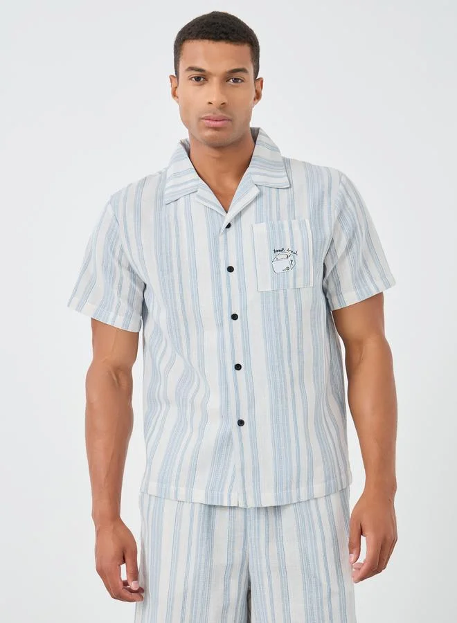 Styli Styli Men Striped Short Sleeve Shirt and Shorts Set