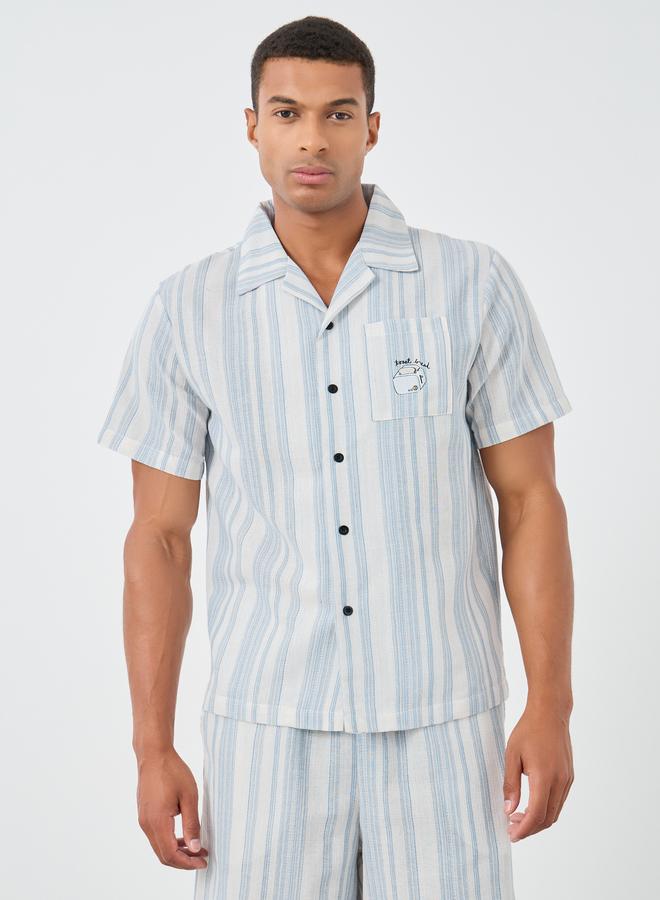 Styli Men Striped Short Sleeve Shirt and Shorts Set - Image 2