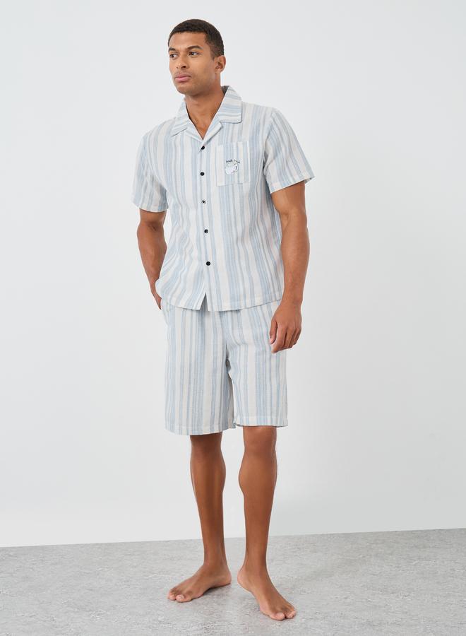 Styli Men Striped Short Sleeve Shirt and Shorts Set - Image 1