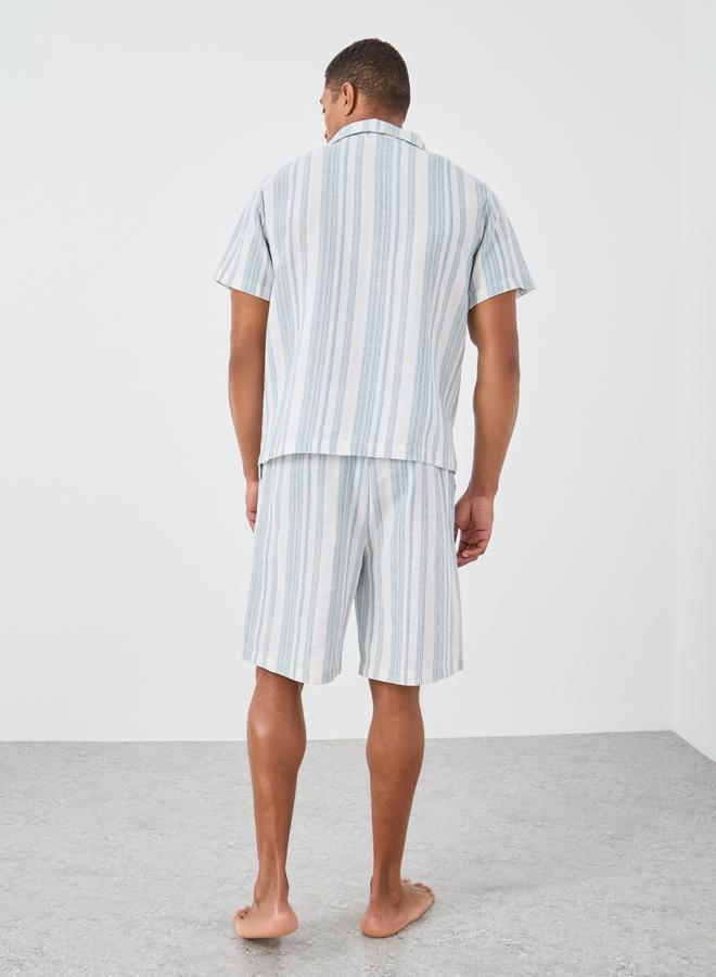 Styli Men Striped Short Sleeve Shirt and Shorts Set - Image 5