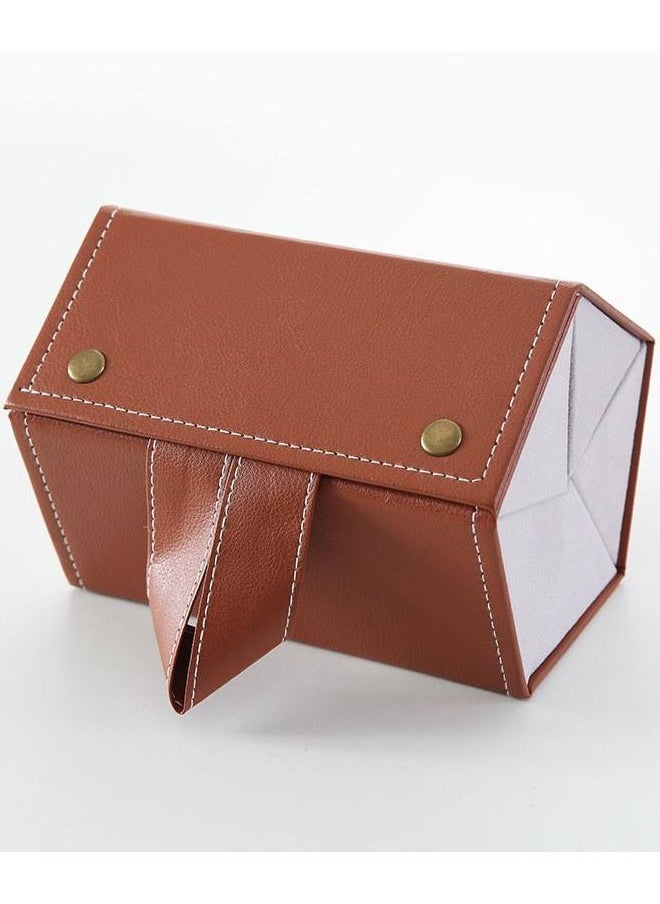 Generic 5 Slots Travel Foldable Sunglasses Organizer PU Leather Eyeglasses Case for Women Men Portable Eyewear Display Storge Box  - Image 3