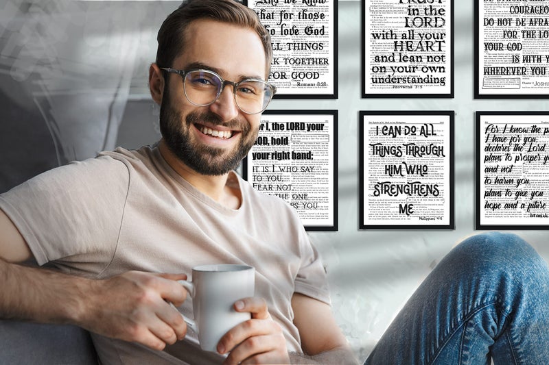 ArtCantHurtU Spiritual Room Decor. Jeremiah 29:11 Proverbs 3:5 Joshua 1:9 Philippians 4:13 Romans 8:28 Isaiah 41:13 - Bible Verses Wall Art Prints - Set of 6 (8x10) Biblical Quotes - Christian Faith Gifts Decor - Image 3