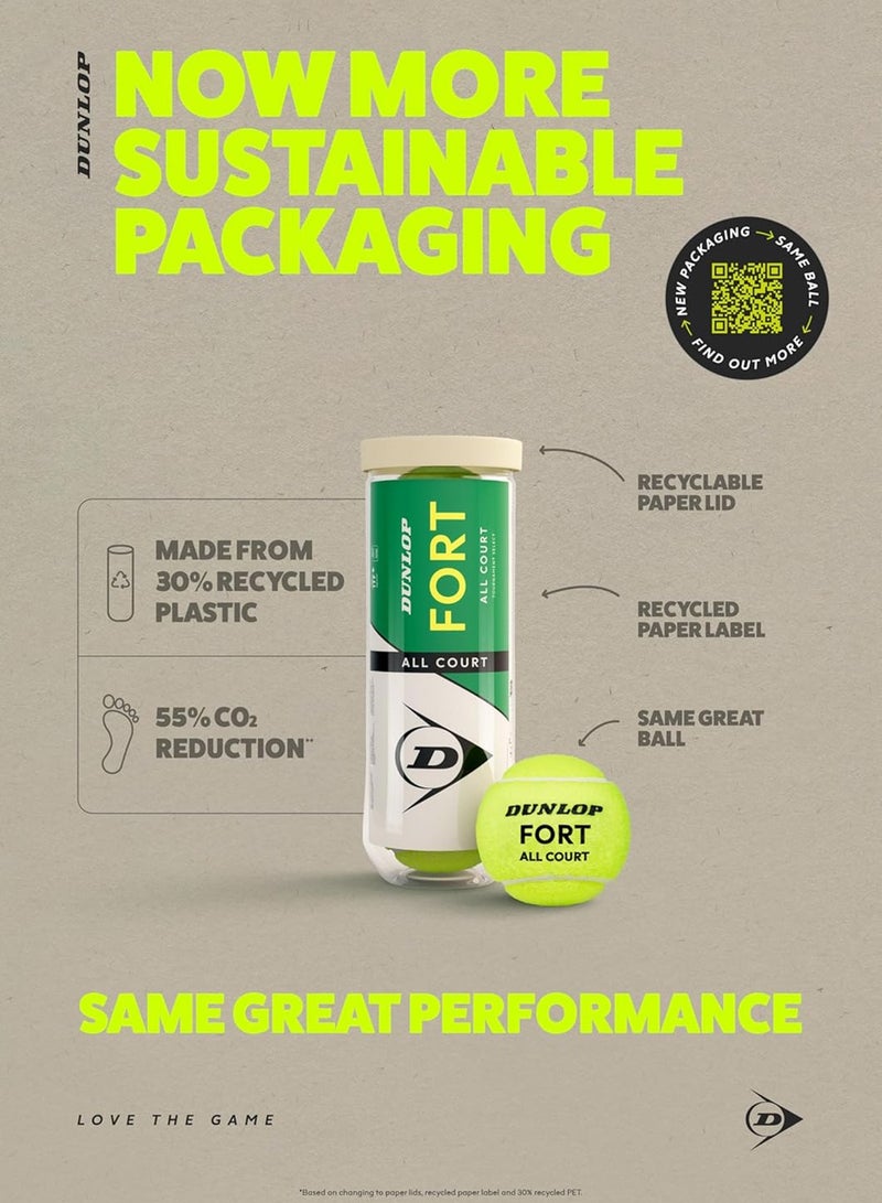 Dunlop Fort All Court Tennis Balls – 3-Pack, Durable Balls for Practice & Match Play - Image 5