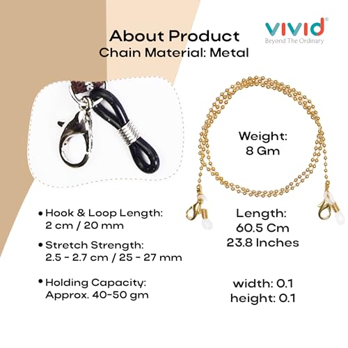 VIVID vision Unisex Adult Metal Eyeglass Holder Strap Cord | New Chain Adjust on Sunglasses | Anti-slip Retainer Lanyard String Eyewear Frame | CH-271-A-GOLD - Image 3