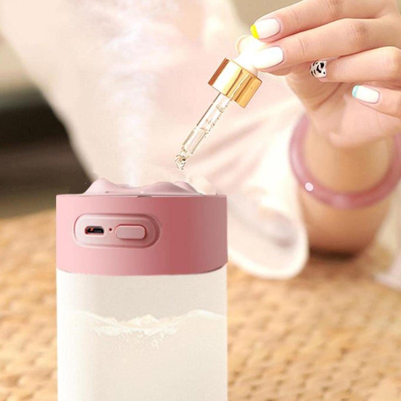 klarako Mini Humidifier 350ml Cool Mist Humidifier, Portable Car Essential Oil Diffuser Humidifier with Atmosphere light, USB Desktop Humidifier for Home Baby Bedroom Office Travel (Pink) - Image 5