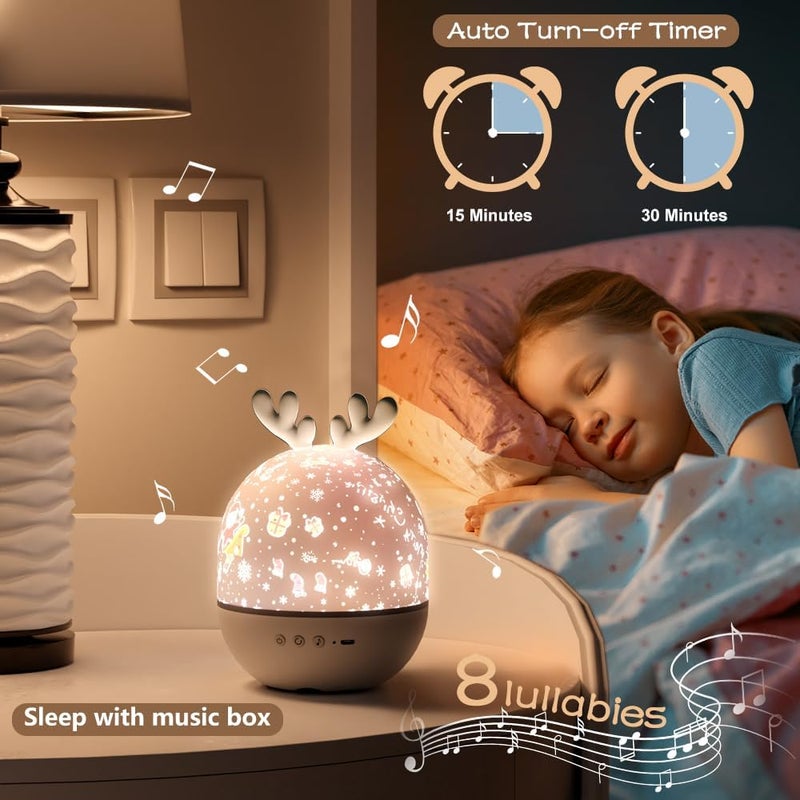 4-in-1 Night Light Projector with Timer and Remote Control for Kids Gift, USB Rechargeable Night Lamp 360°Rotatable Sound Machine Baby Sleep Lighting Starry Projector for Baby Children Teen Adult - Image 4