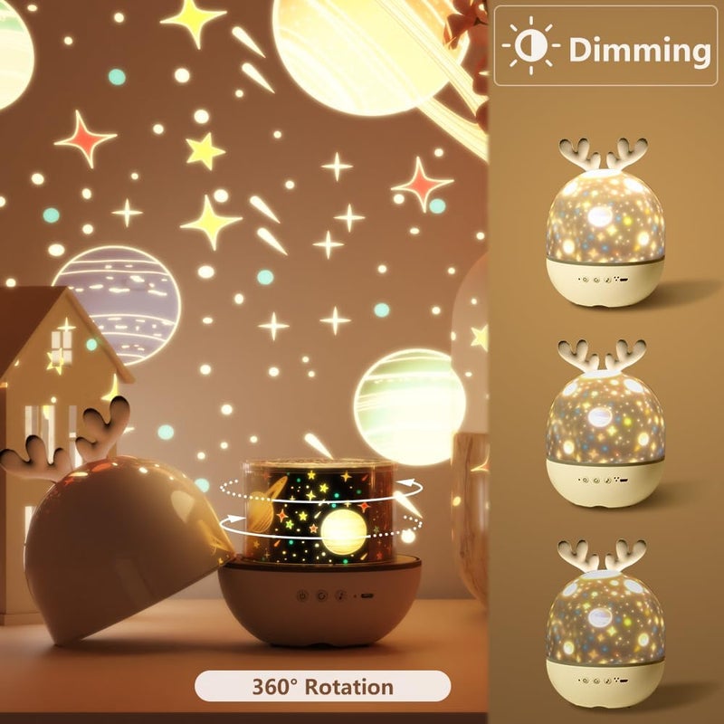 4-in-1 Night Light Projector with Timer and Remote Control for Kids Gift, USB Rechargeable Night Lamp 360°Rotatable Sound Machine Baby Sleep Lighting Starry Projector for Baby Children Teen Adult - Image 5