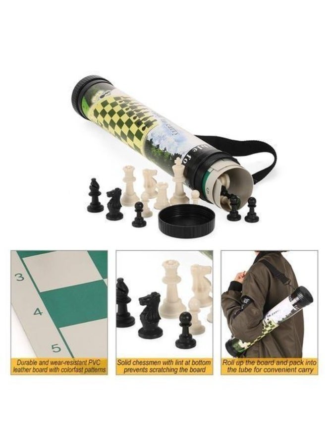 null - Leather folding chess with stand - Image 1