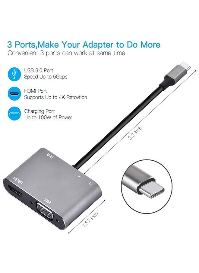 X-level 5-in-1 USB C Hub Adapter Multiport VGA to HDMI Adapter with 4K HDMI,VGA,USB 3.0 Data Ports,3.5mm Audio/Microphone Port,HDMI to VGA for iPhone 15/16,MacBook Pro/Air 2023,iPad Pro  - Image 3