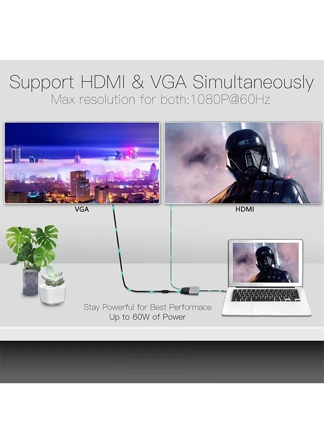 X-level 5-in-1 USB C Hub Adapter Multiport VGA to HDMI Adapter with 4K HDMI,VGA,USB 3.0 Data Ports,3.5mm Audio/Microphone Port,HDMI to VGA for iPhone 15/16,MacBook Pro/Air 2023,iPad Pro  - Image 4