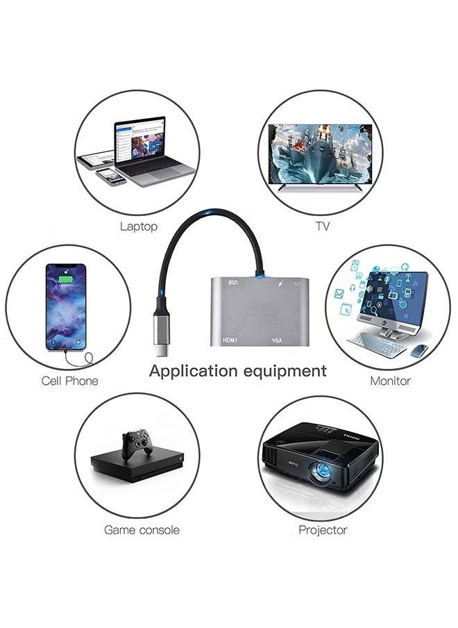 X-level 5-in-1 USB C Hub Adapter Multiport VGA to HDMI Adapter with 4K HDMI,VGA,USB 3.0 Data Ports,3.5mm Audio/Microphone Port,HDMI to VGA for iPhone 15/16,MacBook Pro/Air 2023,iPad Pro  - Image 5