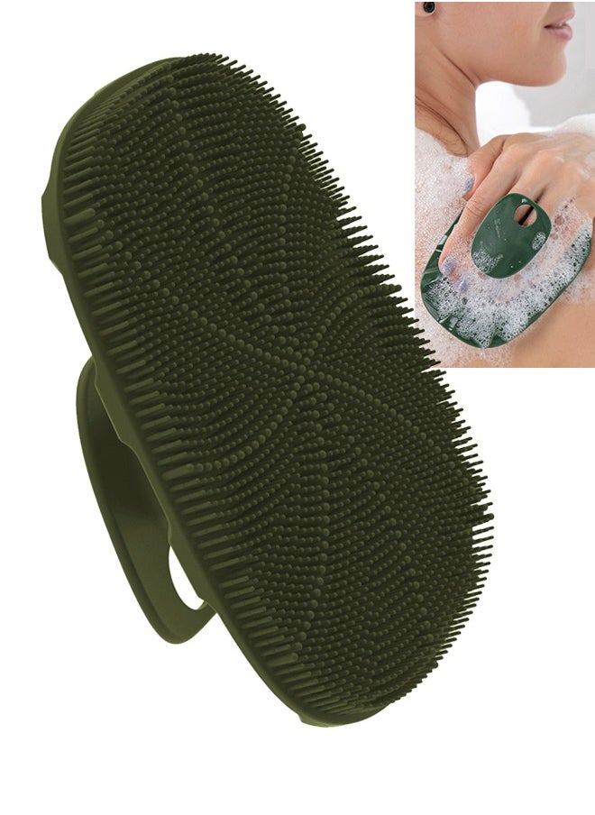 HieerBus - Silicone Body Scrubber Shower Bath Body Brush for Men Women ,1 Pack, Army Green - Image 1