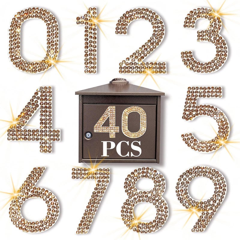 Locacrystal 40Pcs Bling Rhinestone Numbers SelfAdhesive Glitter Number Stickers for Mailbox Cars Doors Crafts 09 DIY Crystal Ironon Bling Numbers for Clothing CraftsLight Color Topaz157
