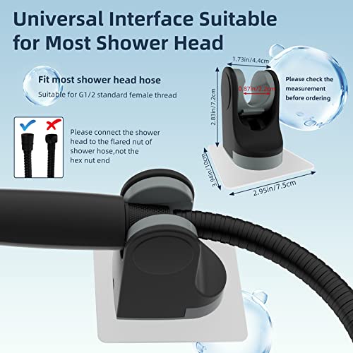 Hibbent Shower Head Holder, Strong Adhesive, Waterproof, Height Adjustable, Wall Mount, No Drilling, Matte Black - Image 4