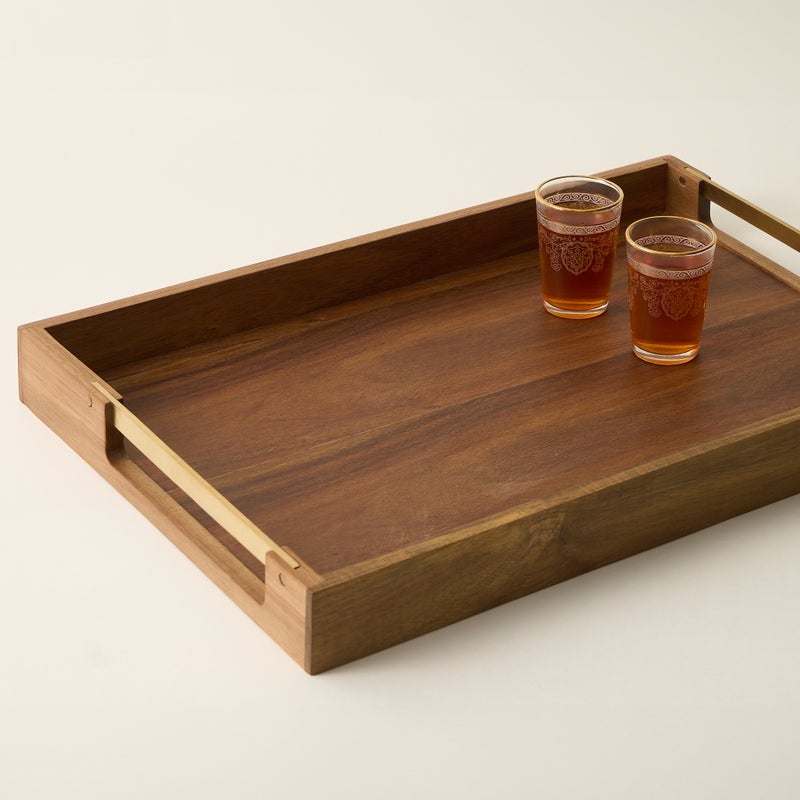 Dallaty rectangular wood tray with handel 50.8*35.6*5.1cm - Image 3