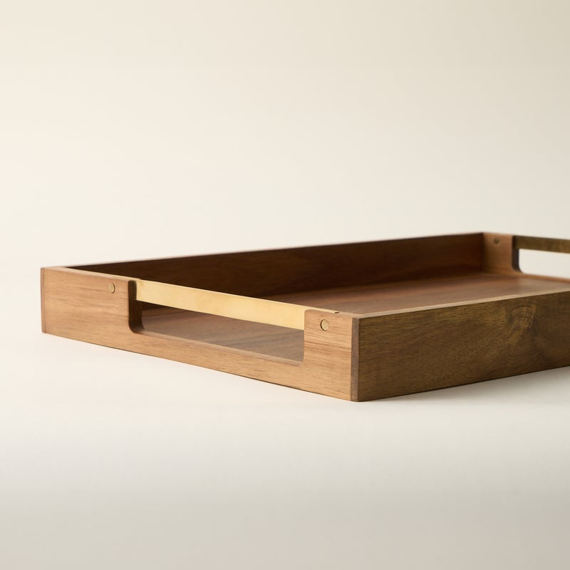 Dallaty rectangular wood tray with handel 50.8*35.6*5.1cm - Image 4