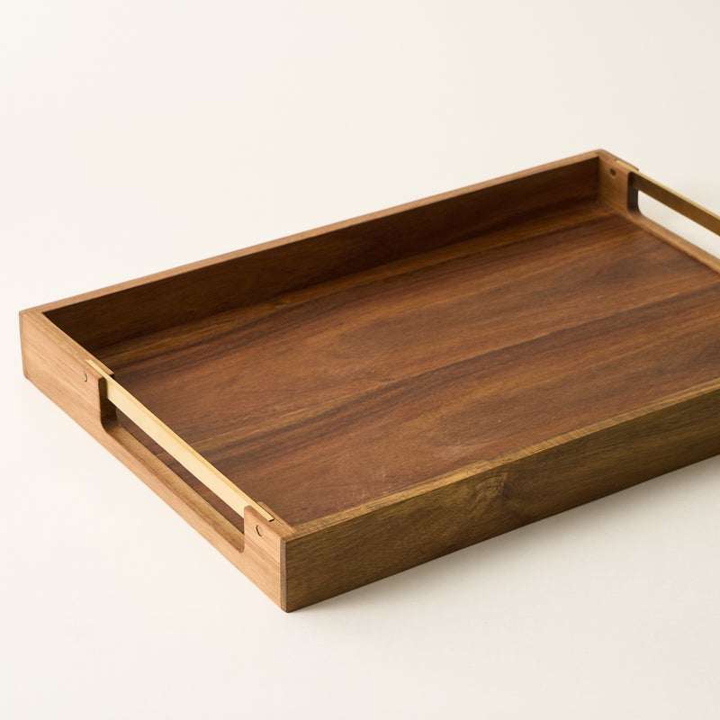 Dallaty rectangular wood tray with handel 50.8*35.6*5.1cm - Image 2