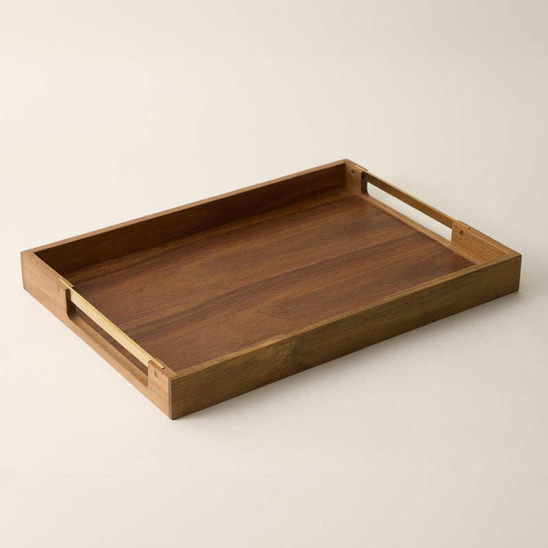 Dallaty rectangular wood tray with handel 50.8*35.6*5.1cm - Image 1